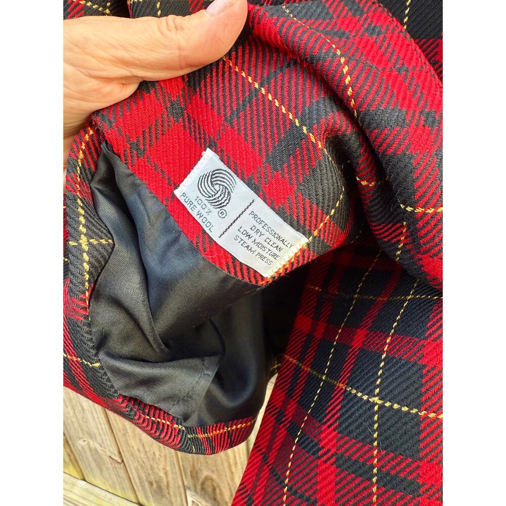 Vintage Red Tartan Wool Blazer (Made in USA) J H Collectibles - Picture 9 of 11